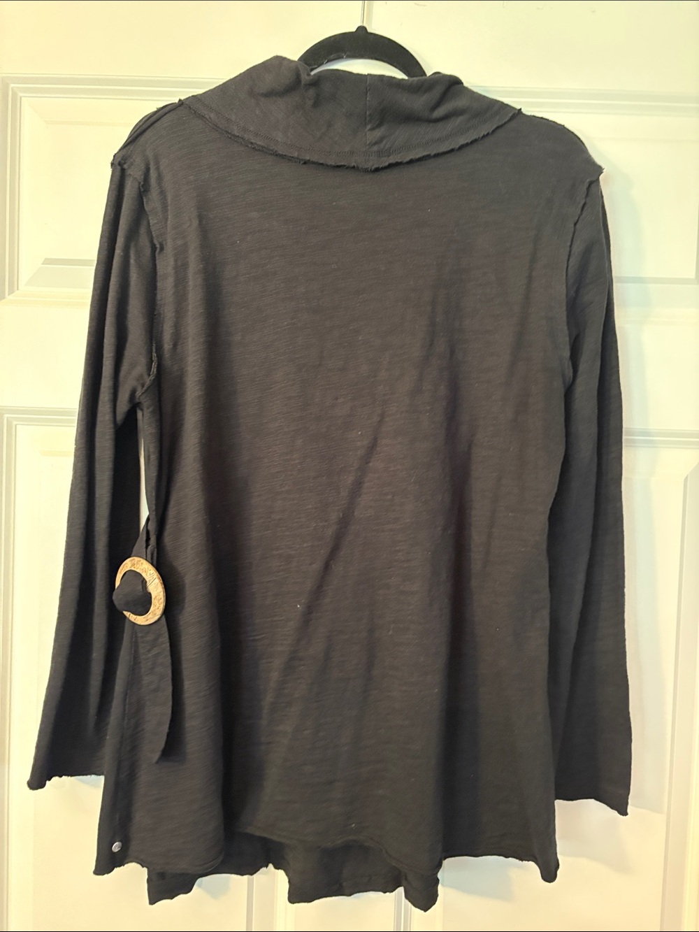 neon buddha Charcoal Gray Asymmetrical Tunic with Wood Accent - Picture 2 of 2